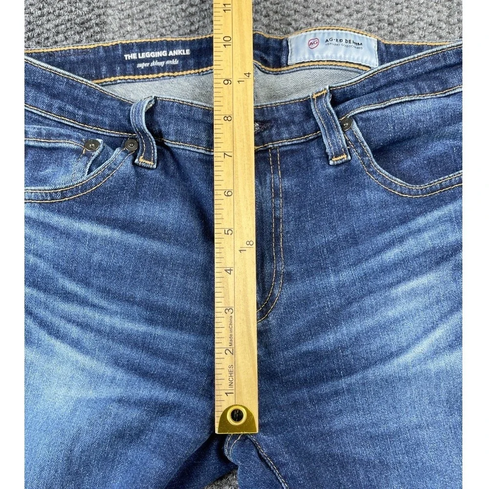 AG Adriano Goldschmied Womens Blue Whisker Denim Legging Ankle‎ Skinny Jeans 28R